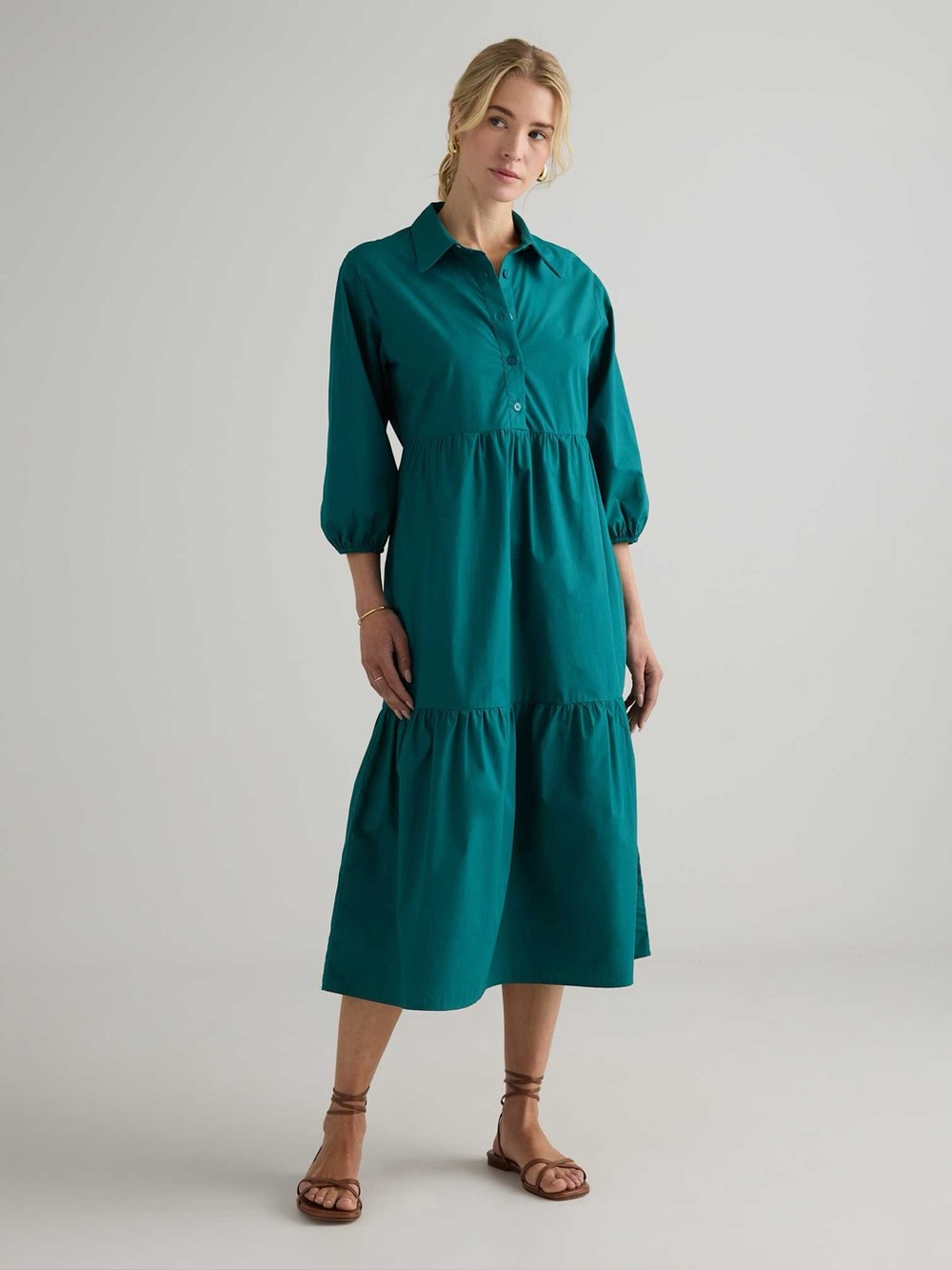 Quince 100% Organic Cotton Poplin Midi Tunic Dress - Size Small